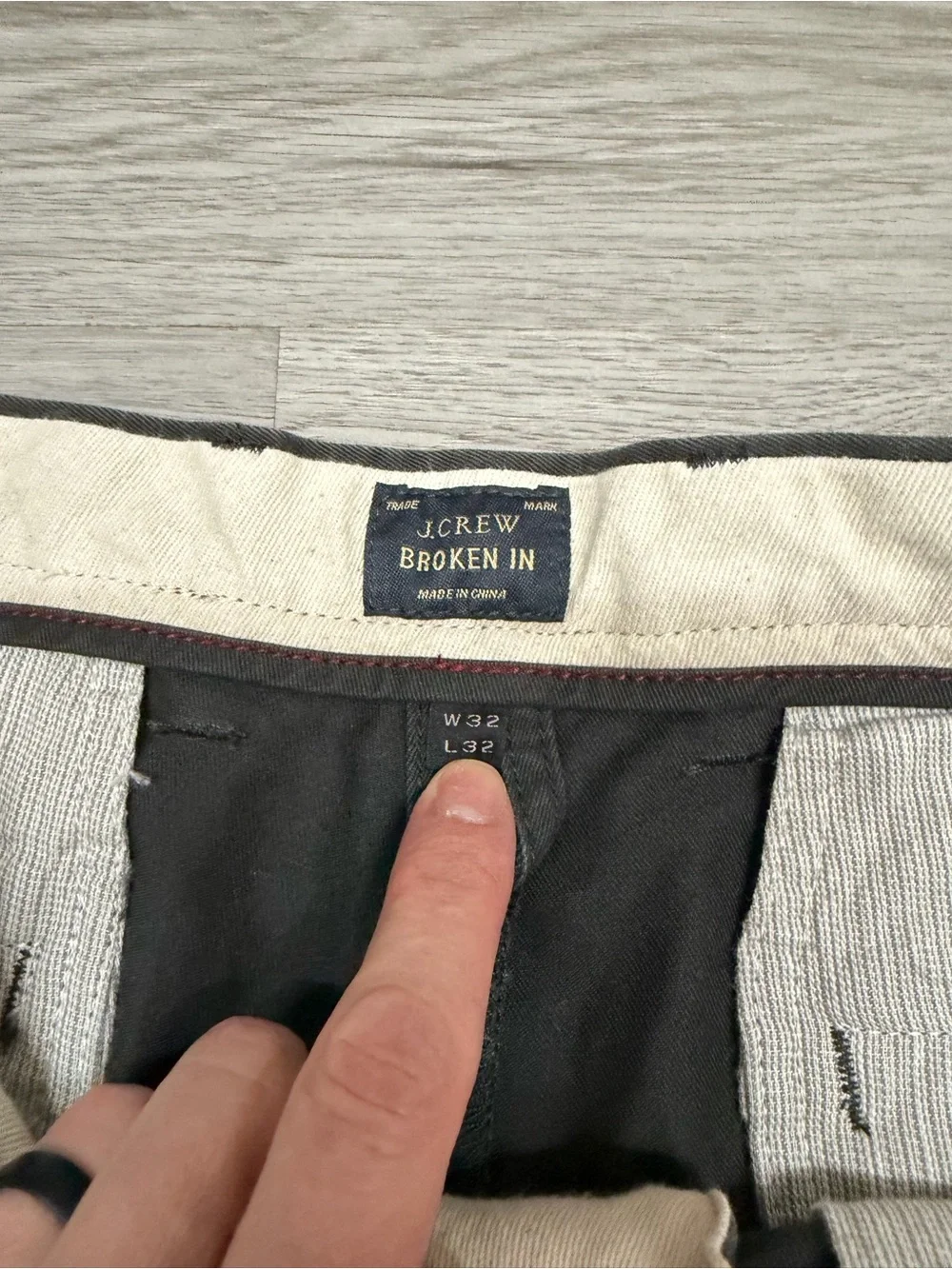 J. Crew faded Black grey Straight-Leg Chinos 770 broken in cotton